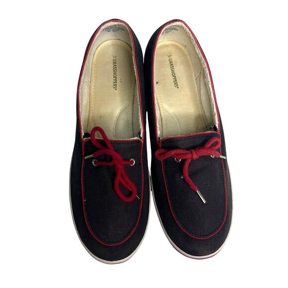 Grasshoppers Westwind Slip On Loafers Retro Navy Blue Red Canvas Size 9.5W - Picture 4 of 9